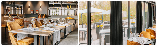 Impressiefoto's van het binnen- en buitenrestaurant van Restaurant Arneville